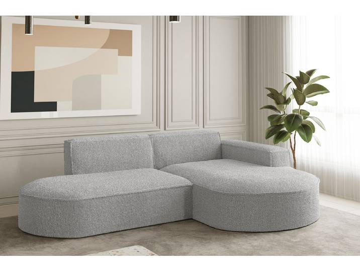 Kaiser Möbel Ecksofa Designer MODENA STUDIO stoff LOOP Hellgrau Rechts