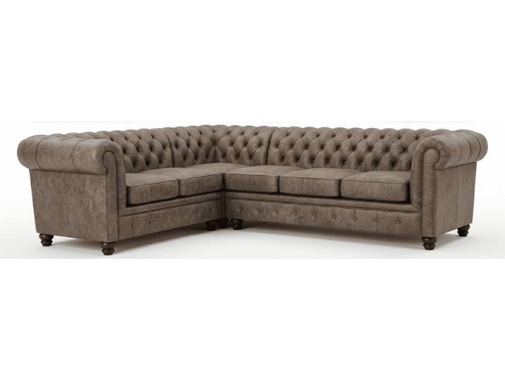 Xlmoebel Chesterfield-Sofa Großes braunes L-förmiges Ecksofa Chesterfield Ledersofa Bezug, 1 Teile, Special features
