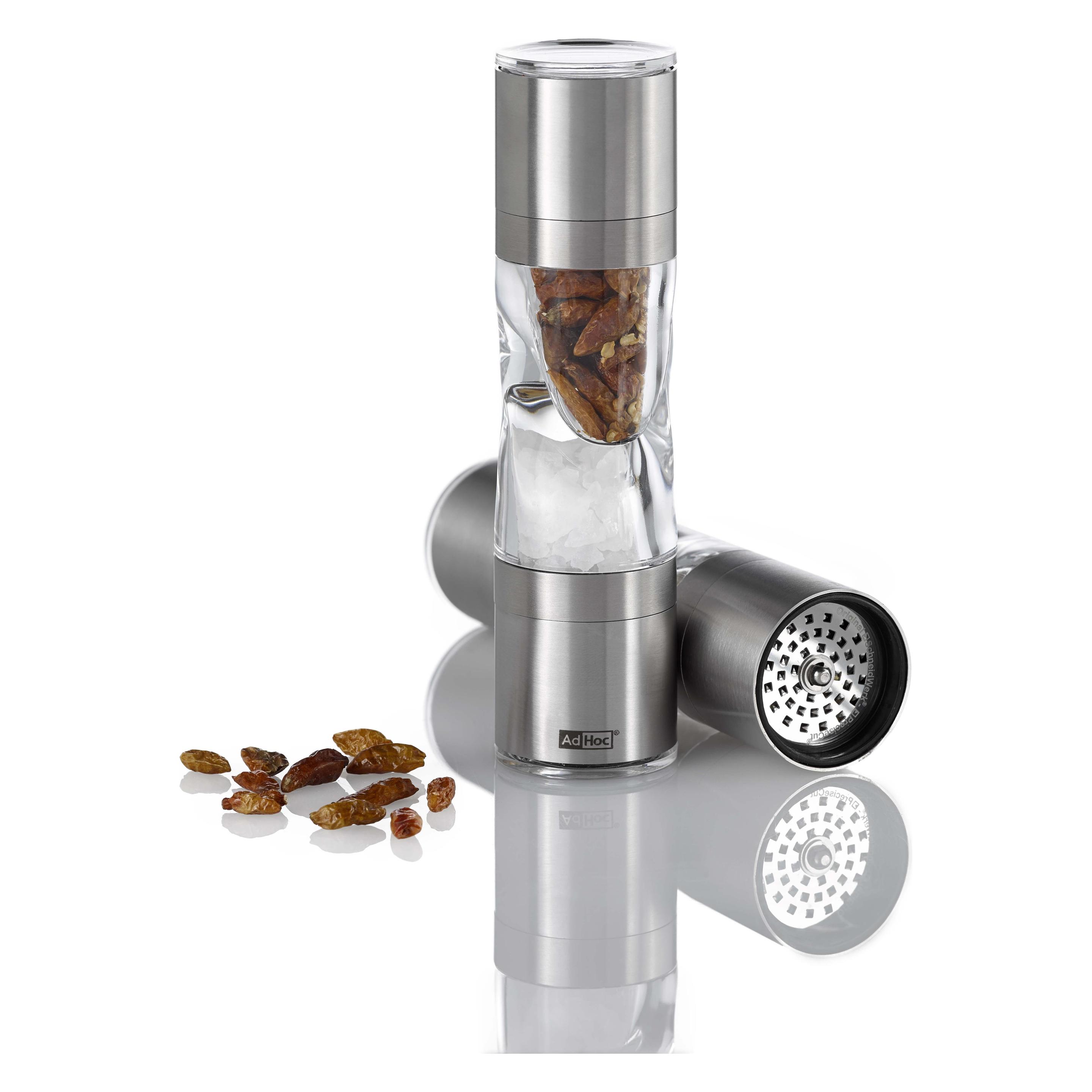 AdHoc Gewürzmühle DUOSPICE stahlgrau (Chili, Pfeffer, Salz) (161127100)