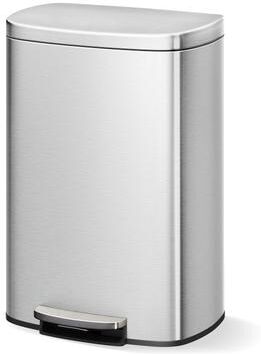 Garvee Stainless Steel Trash Can, Rustproof Garbage Can with Lid for Kitchen and Bathroom, Step-On Trash Bin with Inner Bucket