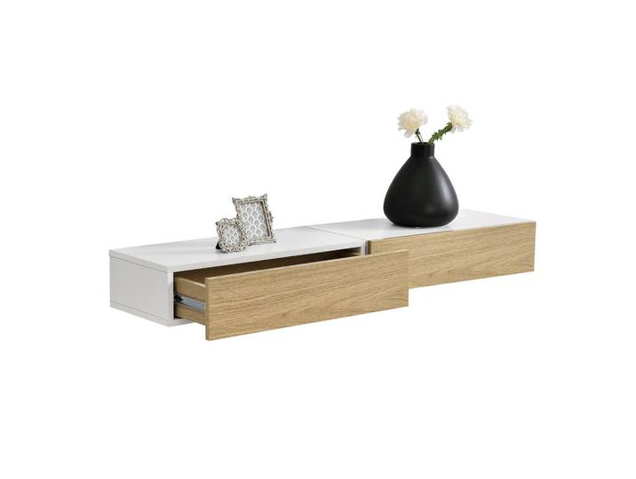 [en.casa] Wandregal-Set 2 Tlg. Leknes, Weiß, Holzwerkstoff, 50x12x24 cm, Wohnzimmer, Regal, Wandregal