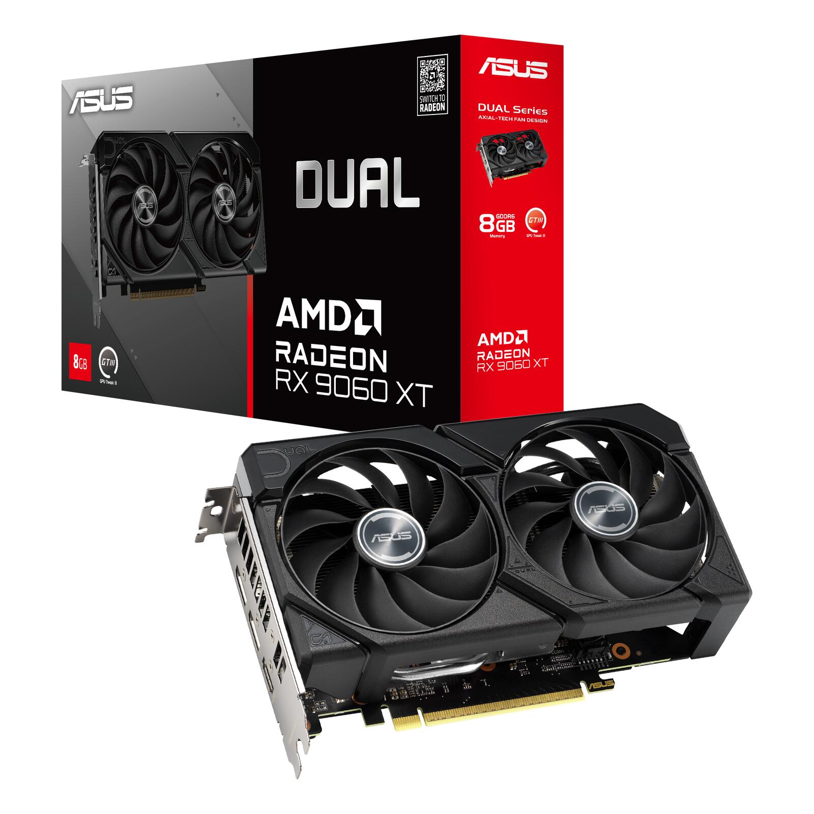 ASUS Dual Radeon RX 9060 XT 8GB GDDR6 Gaming Grafikkarte 90YV0MI1-M0NA00