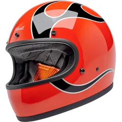 Biltwell Gringo Flames, Integralhelm - Orange/Schwarz/Weiß - S