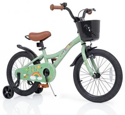 Costway 12-18 Inches Green Girls Bike for 3-8 Years Old with Basket - Spring Party-18 inches
