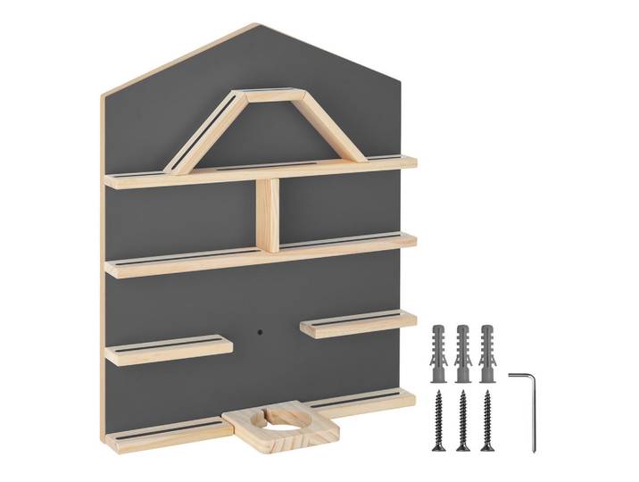 tectake Wandregal MyLittleStory House für Toniebox, mit Magnetstreifen, anthrazit, Anthrazit, Holz, Quadratisch, 50x60x15.5 cm, Wohnzimmer, Regale, Wandregale