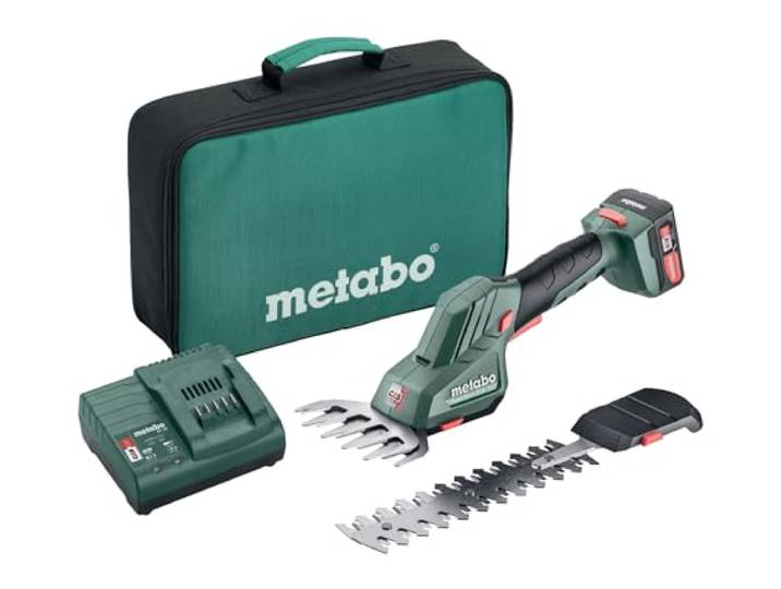 METABO 601608500 - Tijera cortasetos/cortacésped a batería 12V 2\,0 Ah Li-Ion PowerMaxx SGS 12 Q con maletín\, Bleu