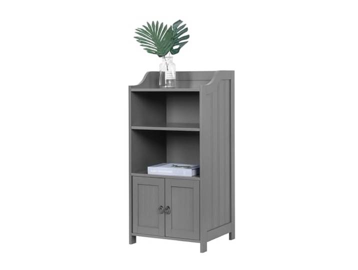 Relaxdays Badezimmerschrank, HxBxT: 86x40,5x36 cm, 4 Fächer, 2 Türen, grau