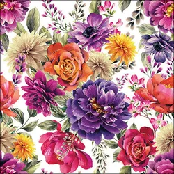 Ambiente 20 Servietten 33x33cm - Bunte Sommerblumen mit Rosen & Dahlien - Florales Design für Gartenparty Geburtstag Hochzeitsdeko Picknick & Serviettentechnik