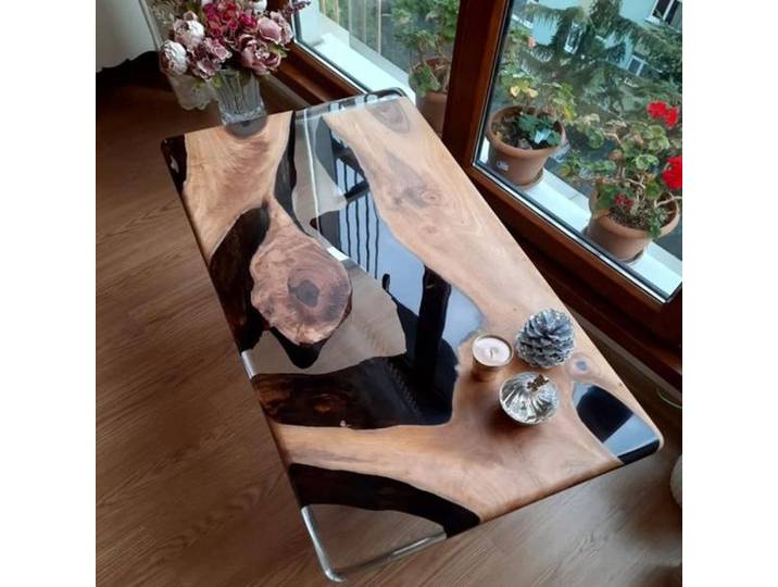 Xlmoebel Couchtisch Rechteckiger Couchtisch Holz Braun mit Glasoberfläche von XLMOEBEL, Made in Europa