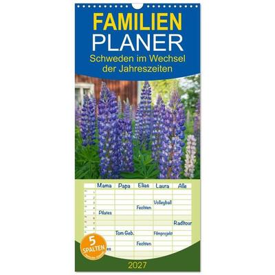 Familienplaner 2027 - Schweden im Wechsel der Jahreszeiten mit 5 Spalten (Wandkalender, 21 x 45 cm) CALVENDO