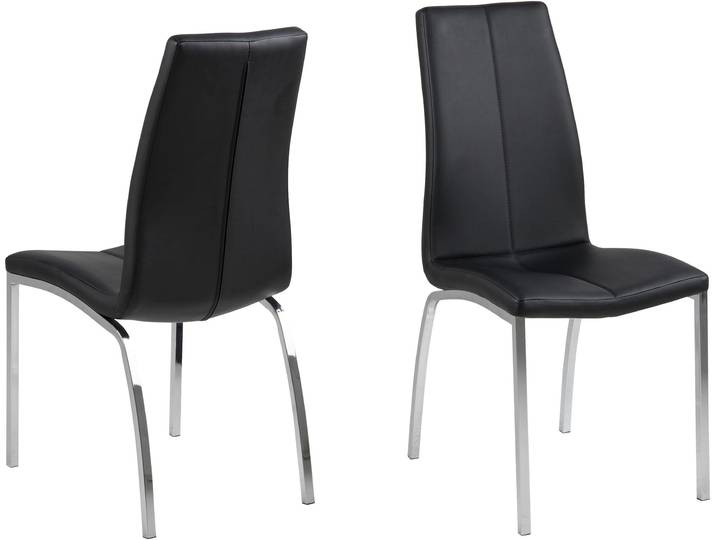 Esszimmerstuhl ACTONA GROUP Alois , schwarz, B:44cm H:95cm T:57cm, Stühle, Esszimmerstuhl, mit einer schönen Silhouette in Lederoptik, hohe Rückenlehne