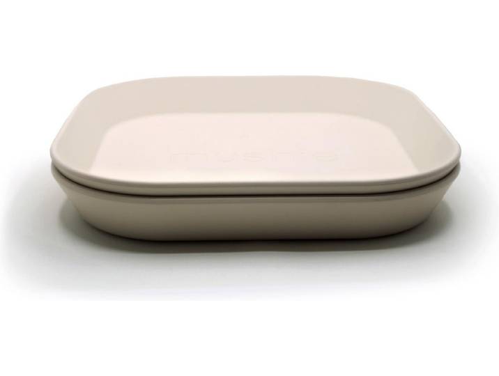 Mushie - Kinderservies Borden Vierkant (Set van 2) - Borden - Ivory