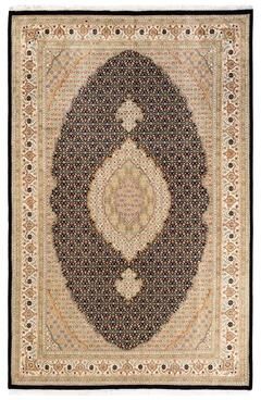 Overton Hand Knotted Wool Traditional Oriental Black Area Rug - 6' x 9'