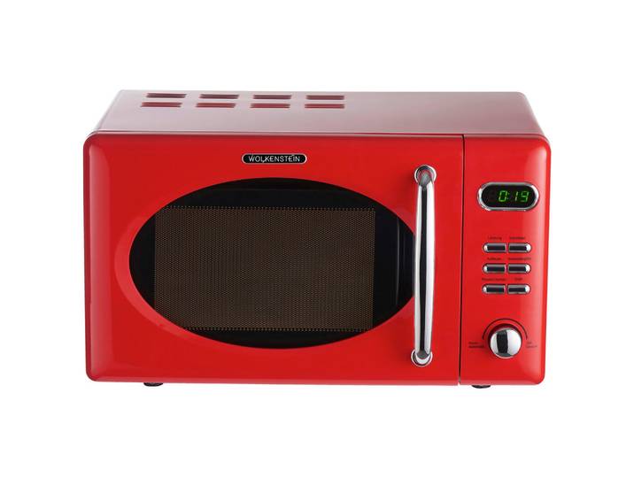 Wolkenstein Mikrowelle, Rot, Metall, 46x26x37 cm, Digitaldisplay, Garraumbeleuchtung, Auftaufunktion nach Gewicht oder Zeit, Auftaufunktion, digitaler Timer, Automatik-Kochprogramme, Küchen, Küchenelektrogeräte, Mikrowellen