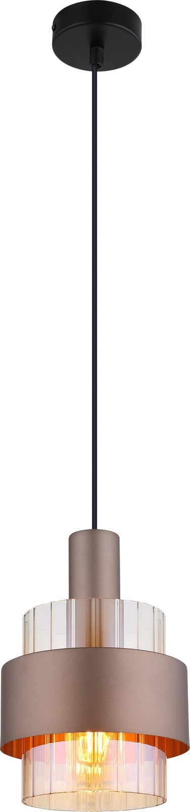 Globo Lighting Milley hanglamp modern brons en transparant glas met verstelbare hoogte