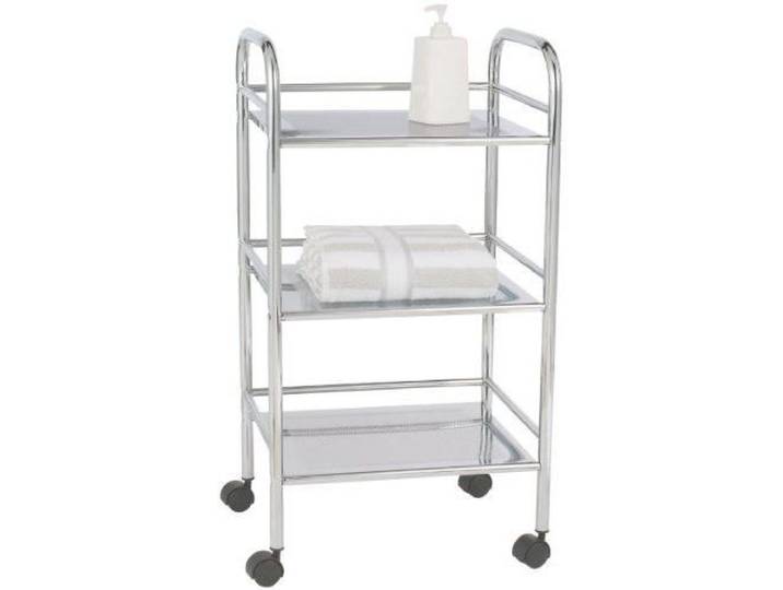 WENKO Desserte cuisine Exclusive Desserte à roulettes avec frein 3 plateaux acier 41x75x32 cm chromé