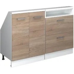 Vicco, Kommode + Sideboard, Dachschrägenschrank-Set Rion, Sonoma/Weiss/Weiss, 2er Set (46 x 120 x 83.80 cm)