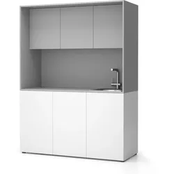 Büroküche NIKA mit Waschbecken und Wasserhahn 1481 x 600 x 2000 mm, grau, rechts