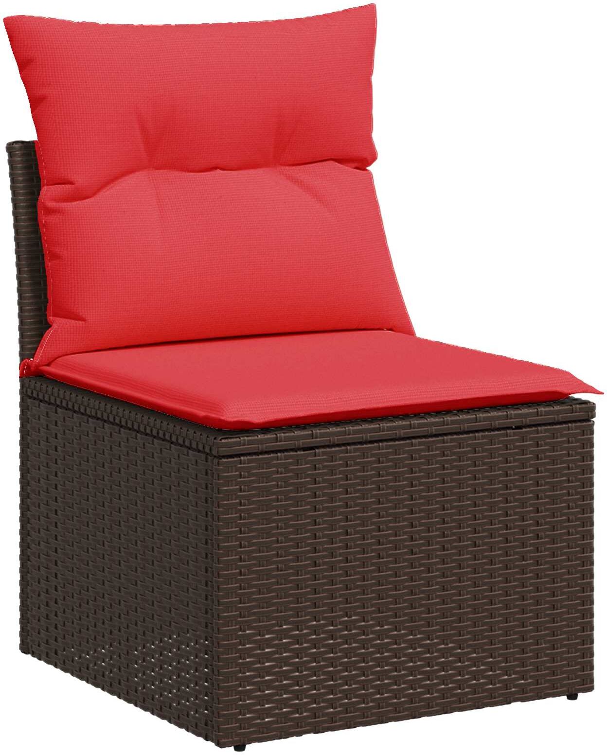 vidaXL Ensemble de Canapés 5 pc Marron et rouge 177 x 177 x 85 cm