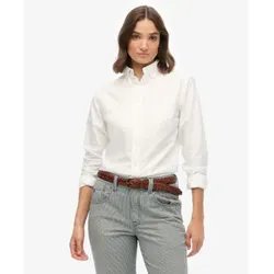 Superdry für Damen. W4010565A Schmal geschnittenes Oxford-Hemd weiß (M), Lässig, Baumwolle, Langarm