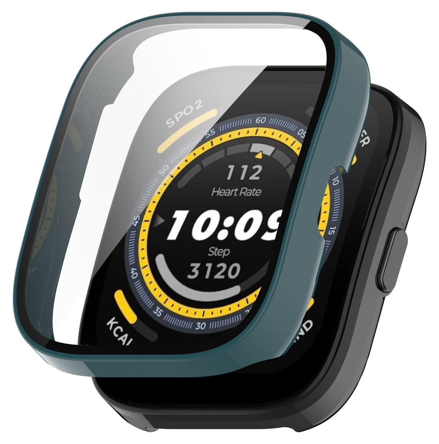 Wigento Kunststof Smartwatch Hoes voor Amazfit Bip 5 met Veiligheidsglas