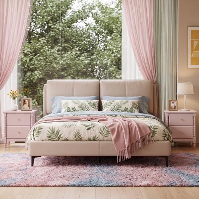 eclife Vintage 2 Drawer Nightstand Roman Column Legs Metal Sliders Cabinet
