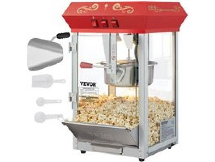 VEVOR Popcornmaschine Popcornautomat Popcorngerät 850 W, 8 oz Kessel für 48 Tassen pro Ladung, Popcornmaschine für die Arbeitsplatte mit gehärtetem Glas, inklusive 4 Schaufeln Maschine mit Kino-Stil