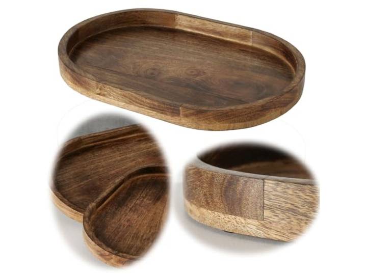 Deko-Tablett Mango Holz Braun 36cm Rund Serviertablett Kerzen-Schale Obst-Schale
