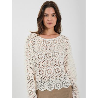 Funktionstop NORR "NORR Top Luni", Damen, Gr. 36, beige (off, weiß), Obermaterial: 100% Baumwolle, Tops