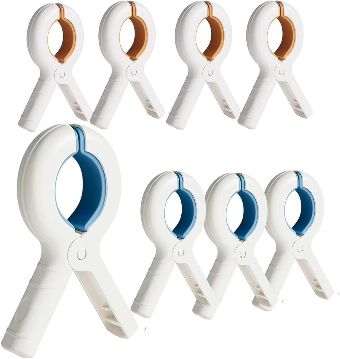 8 stuks Handdoekklemmen voor strandstoelen - Wit - Antislip siliconen clips