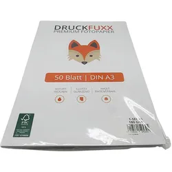 DRUCKFUXX Premium Fotopapier 1 Seitig Glänzend 180 G/m DIN A3