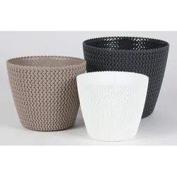 Prosperplast 5x Blumentopf `Splofy` ø19 x H16cm Strick-Optik Pflanzenkübel 19