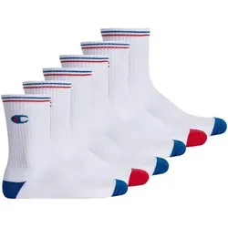 CHAMPION Champion Unisex Socken, 6 Paar - Crew Socken, Logo, Streifen, Größe EU 35-38 in Weiß Weiß