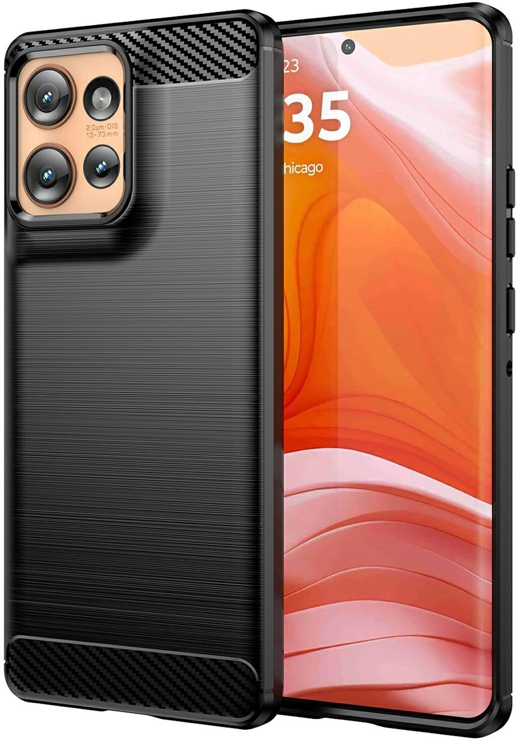 EIDERWOOD Motorola Edge 50 Cover m. Carbon Fiber Texture - Sort