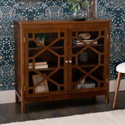 Linon Home Decor Products Fetti Large Storage Cabinet Regal Walnut , Regal Walnut