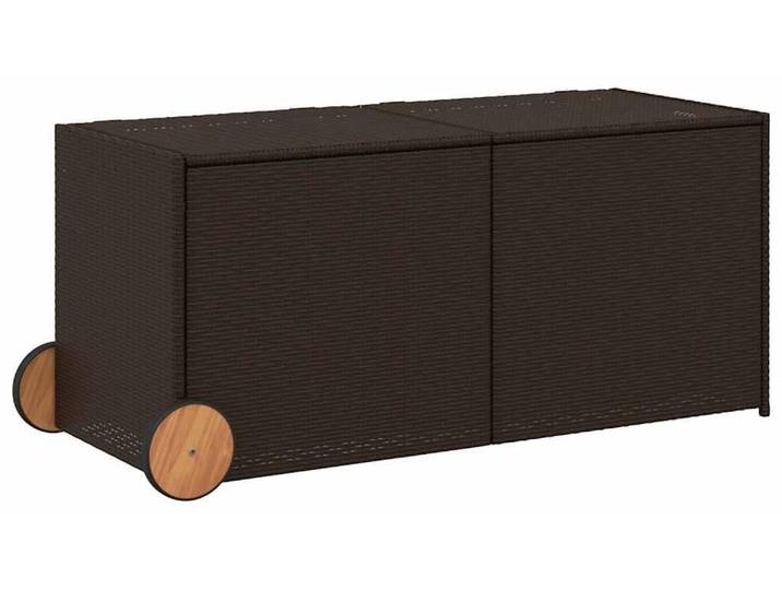 Coffre de jardin à roulettes Marron 283L Poly rotin
