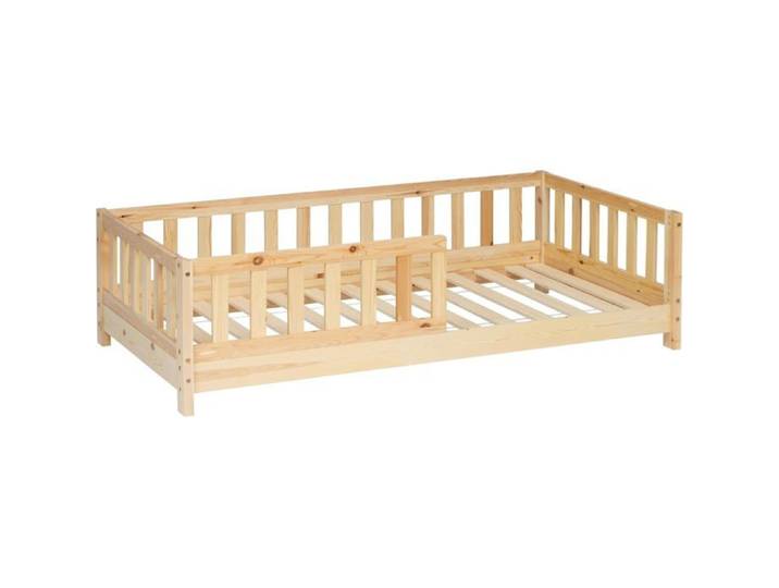 Lit Montessori WEB2O 90x190 cm en bois naturel avec barrières marron
