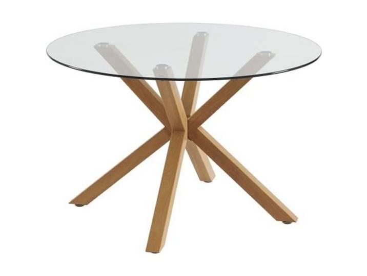 Table à manger ronde HARRY verre et effet chêne 120cm