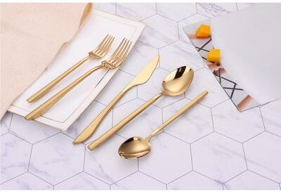 Vivience 20 Pc Flatware Set Gold With Matte Handles - Service For 4 - Service for 4