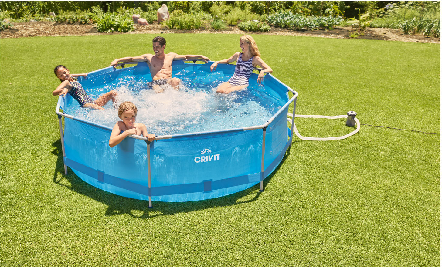 CRIVIT Metal-Frame-Pool, Ø 300 x H 76 cm, inkl. Filterpumpe