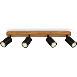 Briloner, Deckenleuchte, Spotleuchte, schwarz, mit Holz, exkl. 4xGU10 9W (GU10)