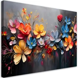 WANDBILD gemaltes blumenarrangement