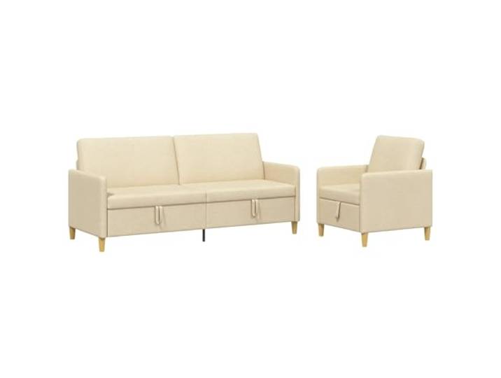 Coespram 2-Tlg Sofa Set mit Stauraum 4-Sitzer Couch Creme Praktisches Couch-Set fürs Wohnzimmer mit Klappsitz, integriertem Staufach und pflegeleichten Bezügen