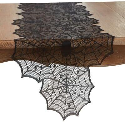 Saro Lifestyle "Ghostly Charm Spiderweb Net Table Runner - 18"" x 72"""