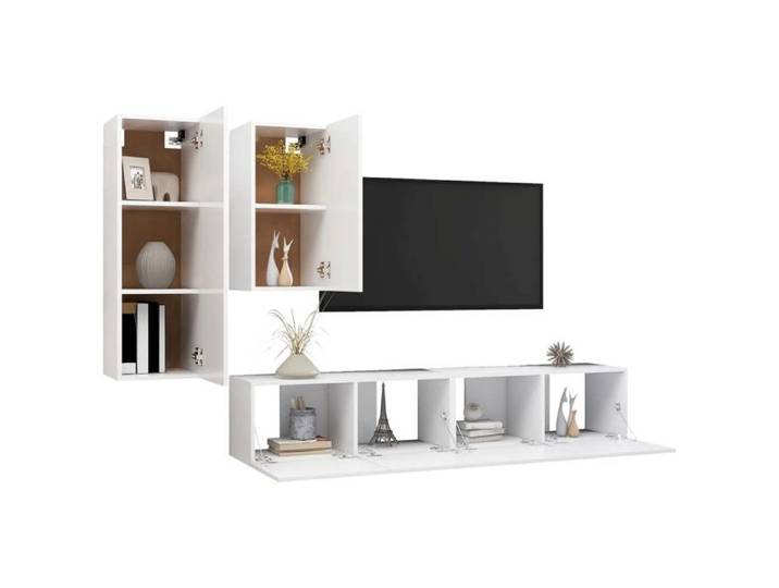 Bon plan  Ensemble de meubles TV - 4 pcs - JILI HOT - meubles HiFi Suspendu - Blanc - Bois d'ingénierie - Pour salon Thome3356220