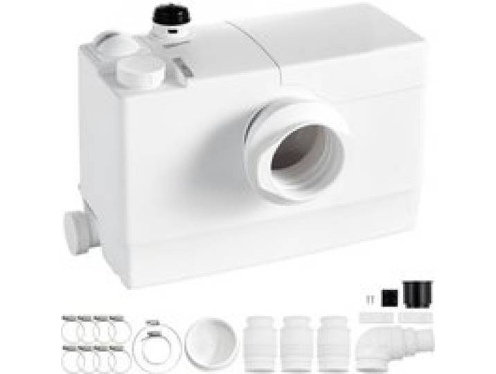 VEVOR Fäkalienhebeanlage 800 W 12000 L/h 10 m Förderhöhe mit 4 Einlässen, Weiße Abwasserhebeanlage Geeignet für Keller, WC, Waschbecken, Waschküche und Küche, Hebeanlage für Abwasser Zerhackerpumpe