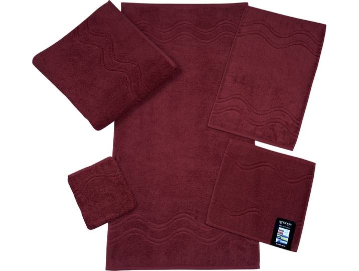 Seiftuch ROSS Cashmere feeling , rot (vino), B:30cm L:30cm, Frottier, Baumwolle, Handtücher, Seiftuch, mit Wellen-Bordüre