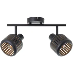 Brilliant, Deckenstrahler, Plafondspot Tyas E14 max 2x28W - Zwart/Goudkleurig (E14)