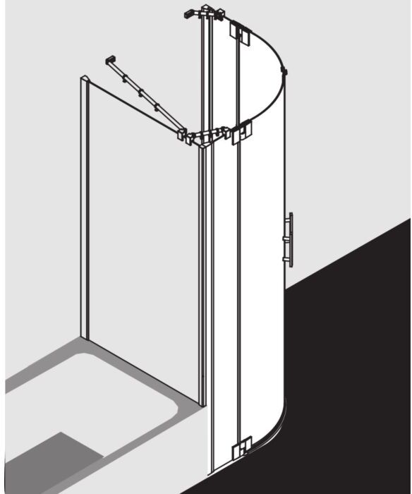 Kermi Filia XP Viertelkreis-Pendeltür FXP5510120VAK 100x200cm, silber hochglanz, ESG klar, Radius 55