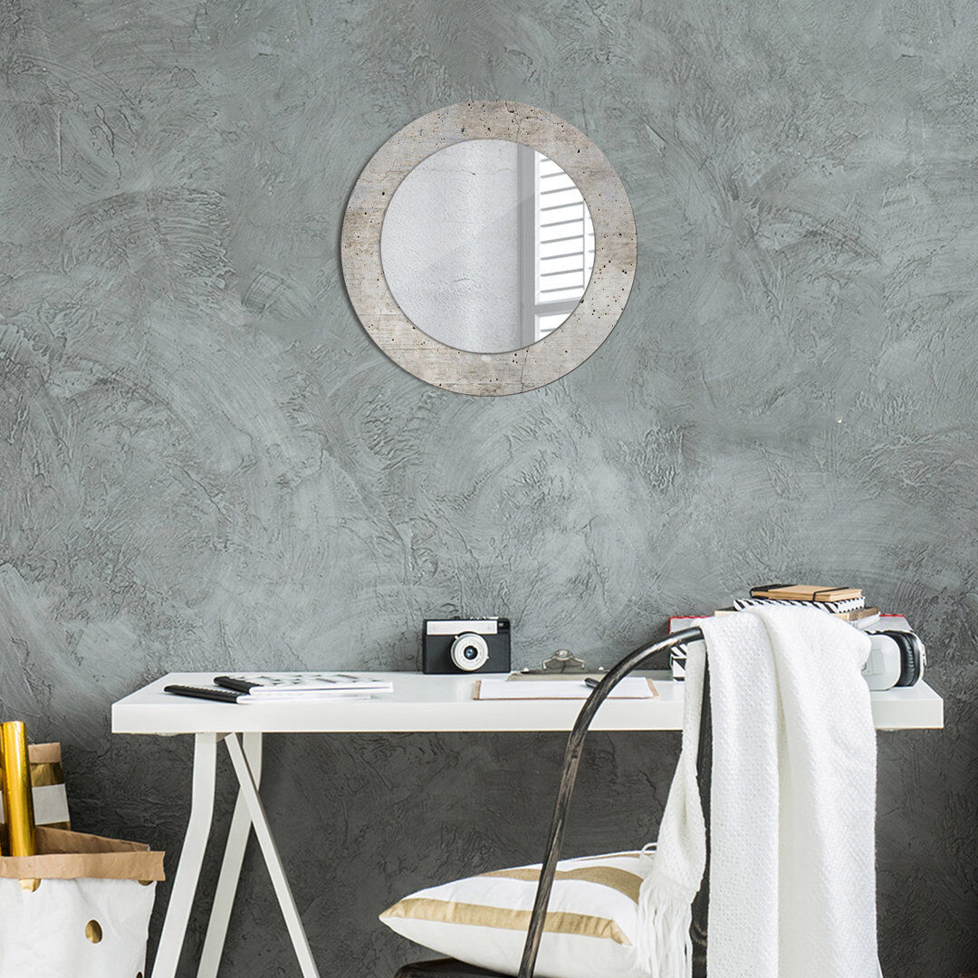 East Urban Home Huldar Glass Flat Mirror Grey Concrete 50cm H x 50cm W
